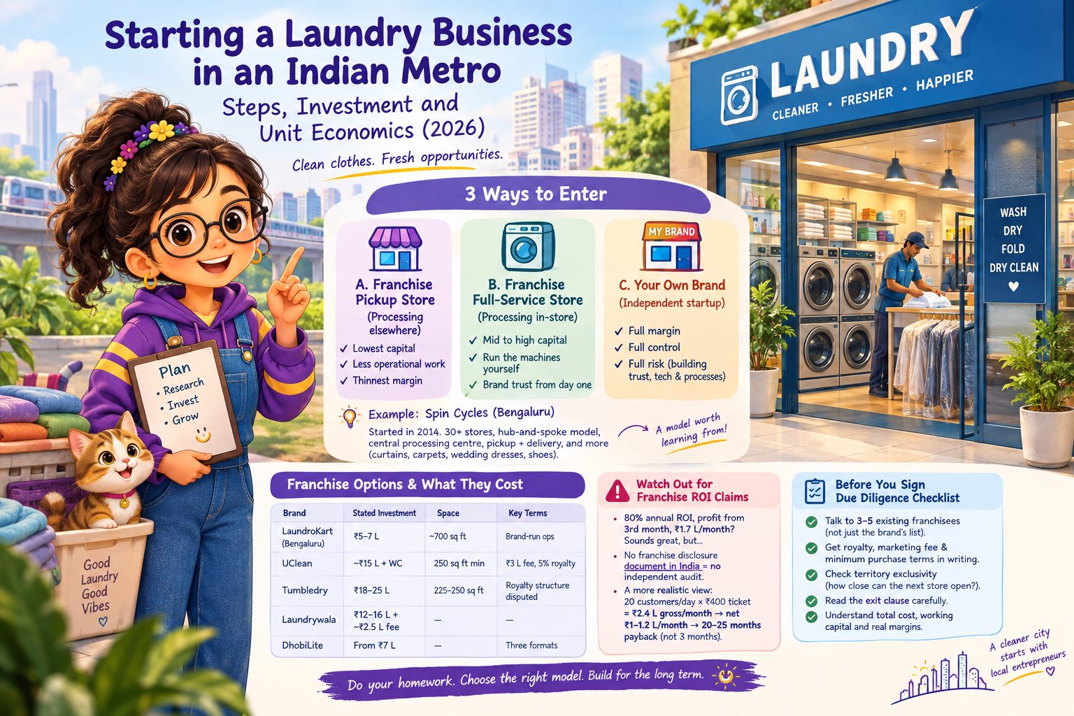 Starting a Laundry Business in an Indian Metro: Steps, Investment and Unit Economics (2026)